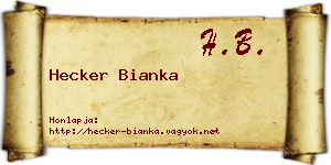 Hecker Bianka névjegykártya